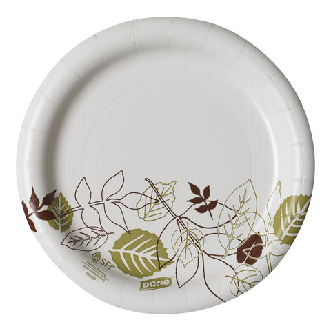 Dixie Pathways Mediumweight Paper Plates, 6 7/8 inch, WiseSize, Green/Burgundy, 500/Carton