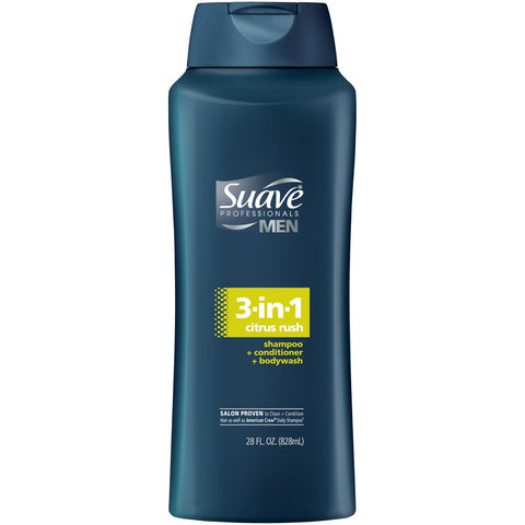 Suave Hair and Body Citrus Rush 3-in-1 Shampoo/Conditioner/Body Wash, 32 Ounce -- 4 per case.