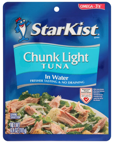 Starkist Chunk Light Tuna in Water, 6.4 Ounce Pouch -- 12 per case.