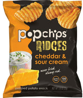 Popchips Cheddar and Sour Cream Ridges Popped Potato Chips, 0.8 Ounce -- 24 per case.