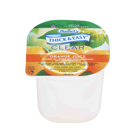 Hormel Health Labs Thick and Easy Thickened Orange Juice, Nectar Consistency Portion Control Cups, 4 Ounce -- 24 per case