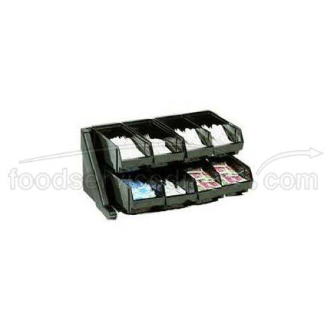 Cambro Organizers Rack With 8 Bins, Black, 25 1/8 x 17 1/4 x 9 1/4 inch.