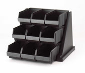 Cambro Organizers Rack with 2 Bins, Black, 20 1/8 x 21 3/8 x 14 1/4 inch.