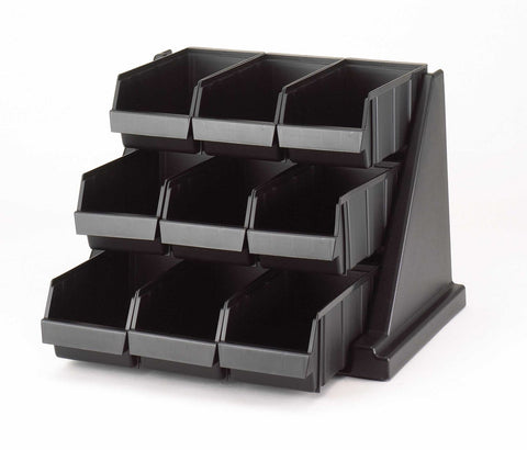 Cambro Organizers Rack with 2 Bins, Black, 20 1/8 x 21 3/8 x 14 1/4 inch.