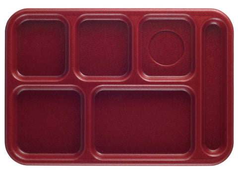 Camwear Six Compartment School Tray, Cranberry, 10 X 14 1/2 X 15/16 inch -- 24 per case.