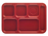 Cambro Penny Saver 6 Compartment School Tray, Cranberry, 10 x 14.5 inch -- 24 per case.