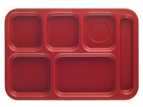 Cambro Penny Saver 6 Compartment School Tray, Cranberry, 10 x 14.5 inch -- 24 per case.