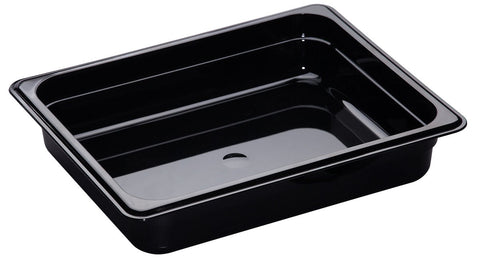 H Pan Half Size Food Storage Pan, Black, 10 7/16 x 12 3/4 x 2 1/2 inch -- 6 per case