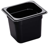 H Pan One Sixth Size Food Storage Pan, Black, 6 3/8 x 6 15/16 x 6 inch -- 6 per case