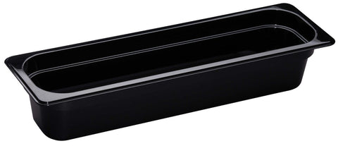 H Pan Half Size Long Food Storage Pan, Black, 6 3/8 x 20 7/8 x 4 inch -- 6 per case.