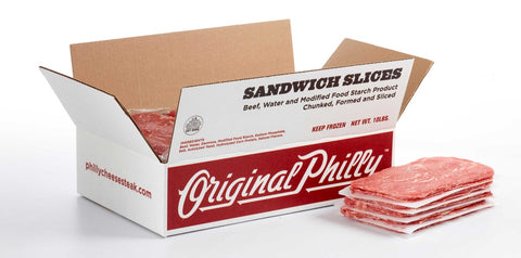Original Philly Ribeye Seasoned Beef Sandwich Slices, 4 Ounce -- 40 per case.