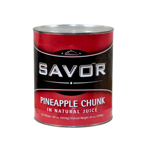 Savor Imports Choice Pineapple Chunk in Natural Juice, 109 ounce -- 6 per case.