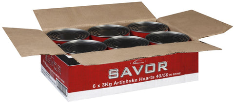 Savor Imports 40/50 Count Artichoke Hearts, 3 Kilogram -- 6 per case.