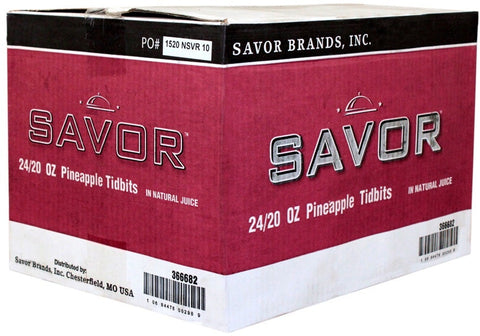 Savor Imports Pineapple Tidbit in Natural Juice, 20 Ounce -- 24 per case.