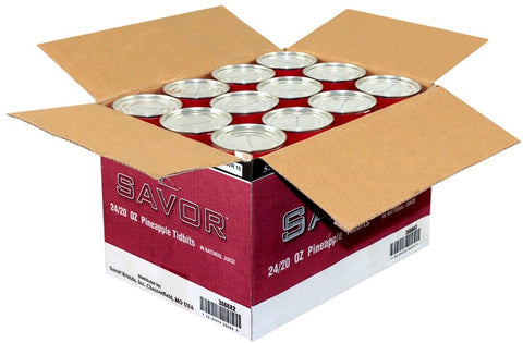 Savor Imports Pineapple Tidbit in Natural Juice, 20 Ounce -- 24 per case.