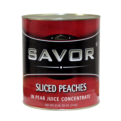 Savor Imports Sliced Peach in Juice, 109 ounce -- 6 per case.