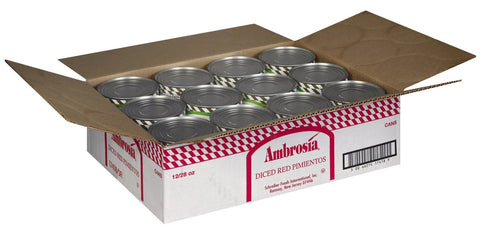 Savor Imports Diced Red Pimento Pepper, 28 Ounce -- 12 per case.