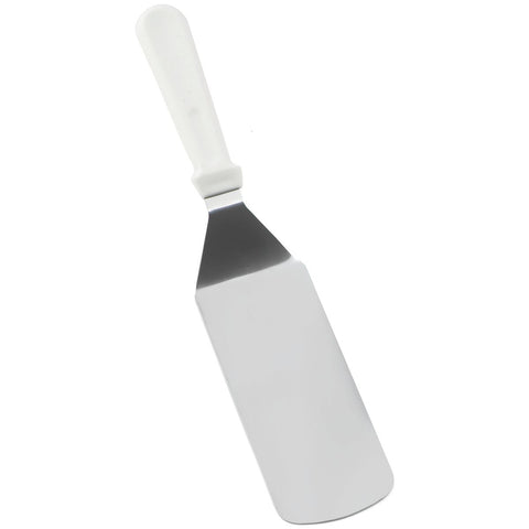 Tablecraft Stainless Steel Solid Turner with White ABS Handle, 15 inch.