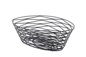 Tablecraft Artisan Collection Black Powder Coated Metal Oval Basket, 10 x 7 x 3 inch