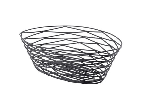 Tablecraft Artisan Collection Black Powder Coated Metal Oval Basket, 10 x 7 x 3 inch