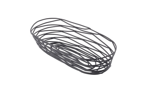 Tablecraft Artisan Collection Black Powder Coated Metal Oblong Serving Basket, 9 x 4 x 2 inch