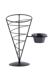 Tablecraft Vertigo Collection Black Powder Coated Metal Appetizer Cone, 5 x 9 inch