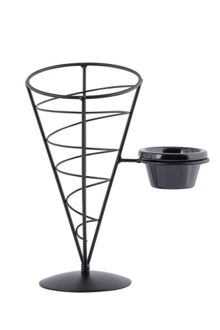 Tablecraft Vertigo Collection Black Powder Coated Metal Appetizer Cone, 5 x 9 inch