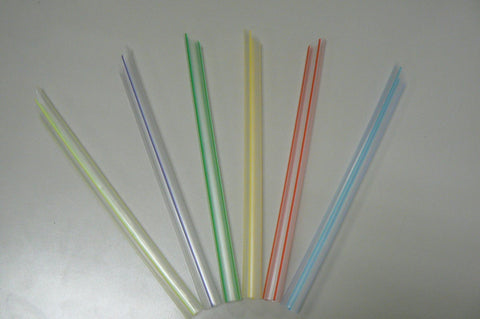 Goldmax Neon Stripe Tapioca Straw, 8 inch x 12 Millimeter - 50 per pack -- 20 packs per case.