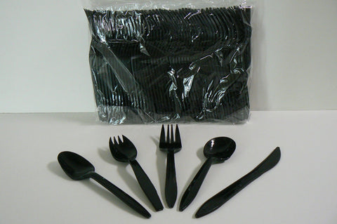 Goldmax Medium Height Polypropylene Black Spork, 14.5 x 9.5 x 6.5 inch -- 1000 per case.