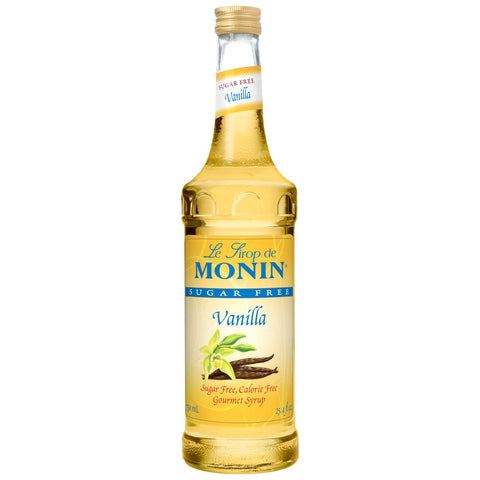 Monin Vanilla Sugar Free Flavor Syrup Glass, 750 Milliliter -- 12 Case