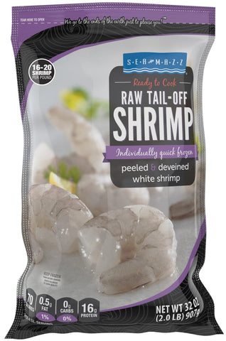 Seamazz 16/20 Peeled and Deveined Tail Off Raw White Shrimp, 2 Pound -- 10 per case.