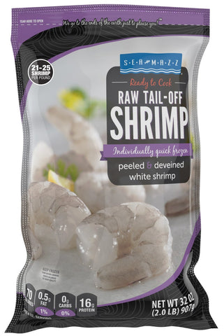 Seamazz 21/25 Peeled and Deveined Tail Of Raw White Shrimp, 2 Pound -- 10 per case.