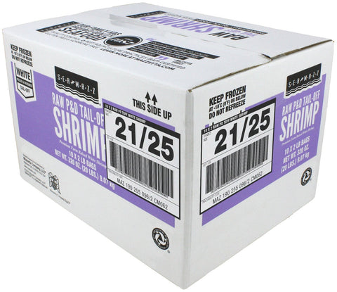 Seamazz 21/25 Peeled and Deveined Tail Of Raw White Shrimp, 2 Pound -- 10 per case.