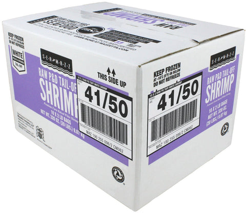 Seamazz 41/50 Peeled and Deveined Tail Off Raw White Shrimp, 2 Pound -- 10 per case.