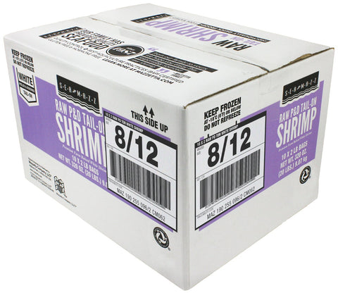 Seamazz 8/12 Peeled and Deveined Tail On Raw White Shrimp, 2 Pound -- 10 per case.