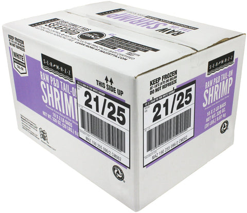 Seamazz 21/25 Peeled and Deveined Tail On Raw White Shrimp, 2 Pound -- 10 per case.