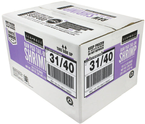 Seamazz 31/40 Peeled and Deveined Tail On Raw White Shrimp, 2 Pound -- 10 per case.