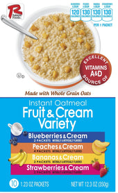 Ralston Fruit and Cream Instant Oatmeal - Variety Pack, 10 count per pack -- 12 per case.