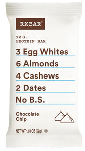 Rxbar Chocolate Chip Protein Bar, 1.83 Ounce -- 72 per case.