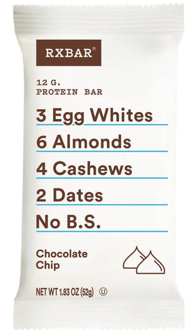 Rxbar Chocolate Chip Protein Bar, 1.83 Ounce -- 72 per case.