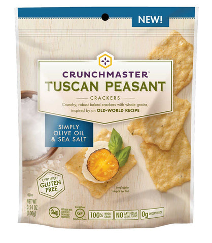 Crunchmaster Simply Olive Oil and Sea Salt Tuscan Peasant Cracker, 3.54 Ounce -- 12 per case.