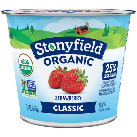 Stonyfield Farm Organic Strawberry Yogurt, 6 Ounce -- 12 per case.