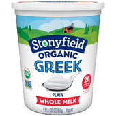 Stonyfield Organic Plain Whole Milk Greek Yogurt, 30 Ounce -- 6 per case