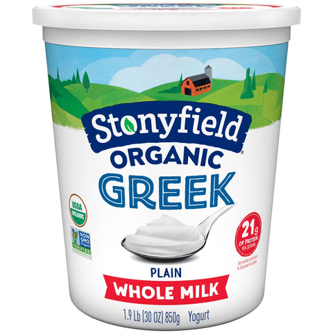 Stonyfield Organic Plain Whole Milk Greek Yogurt, 30 Ounce -- 6 per case