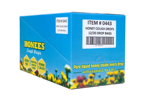 Honees Honey Cough Drop Candy Bag - Display Tray -- 240 per case.