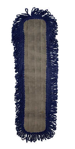 Impact Products Layflat Gray/Blue Fringe Dry/Dust Mop Microfiber Pad, 18 x 5 inch -- 96 per case.