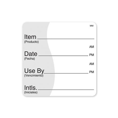 Daymark MoveMark Bilingual Item Date Use by Food Label, 2 x 2 inch -- 12 rolls per case.