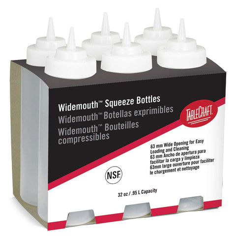 Tablecraft Cash and Carry Natural Wide Mouth Squeeze Dispenser, 32 Ounce -- 6 pack per case.