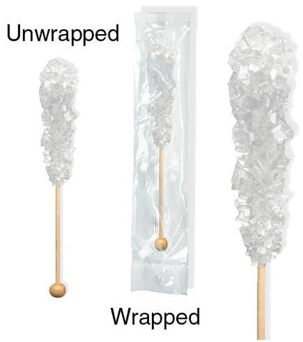 Dryden and Palmer White Swizzle Sugar Stick Candy - Bulk, 5.75 inch -- 288 per case.