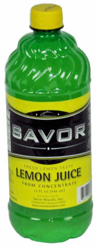 Savor Imports Lemon Juice, 32 Ounce -- 12 per case.